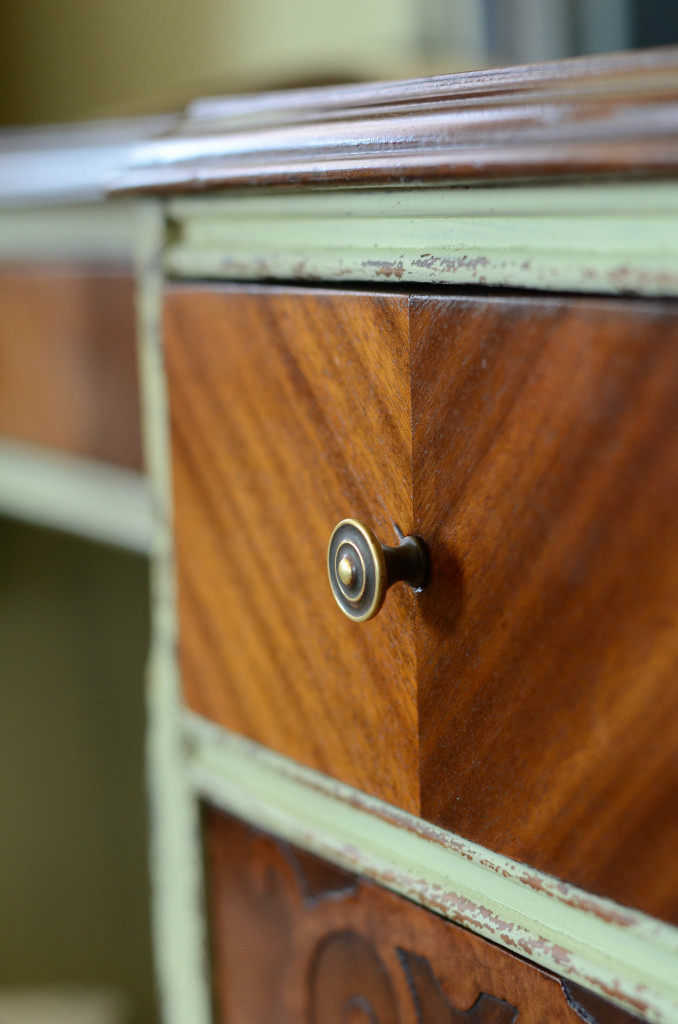 vintage vanity, vintage desk, stripper, refinishing, before and after, veneer, shellac, milk paint, chippy goodness, painting furniture