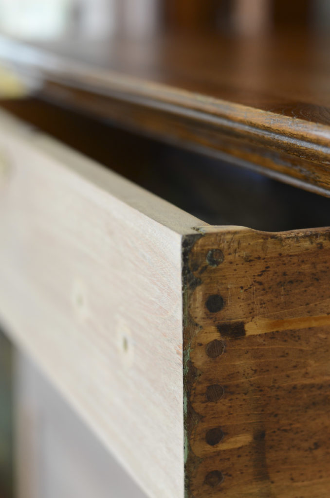 Milk paint, milk paint wash, developing a plan, structural issues, fixing a drawer, original craftsman