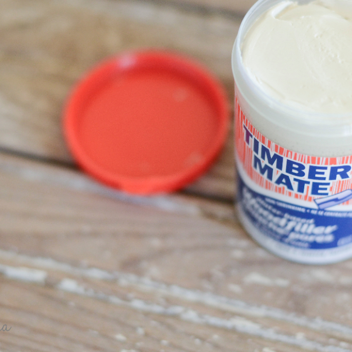 How to use wood filler to fill in wood grain so that the grain doesn't show through after the finish is applied.  Want to know how to do this?  Click through to the blog post!