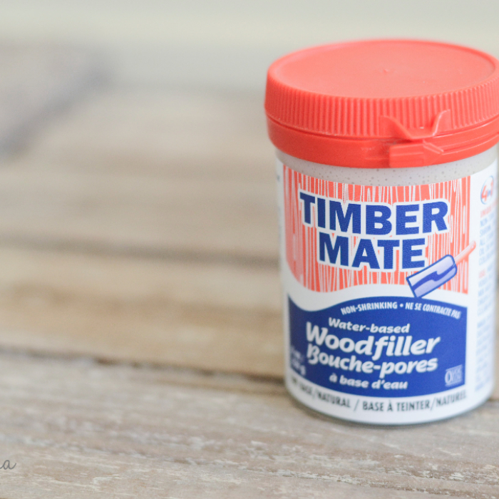 How to use wood filler to fill in wood grain so that the grain doesn't show through after the finish is applied.  Want to know how to do this?  Click through to the blog post!