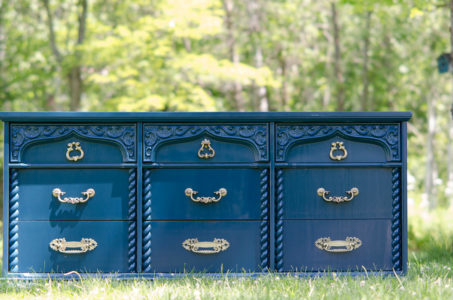 How to use wood filler to create a smooth, glossy painted finish // Bassett dresser