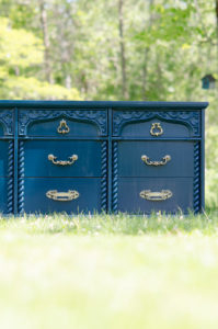 How to use wood filler to create a smooth, glossy painted finish // Bassett dresser